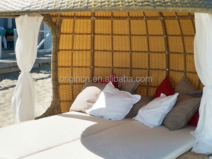 Tropisch Rondvormig Tuinmeubilair Rotan Cocon Zonnebank Met Luifel - Product Image 6
