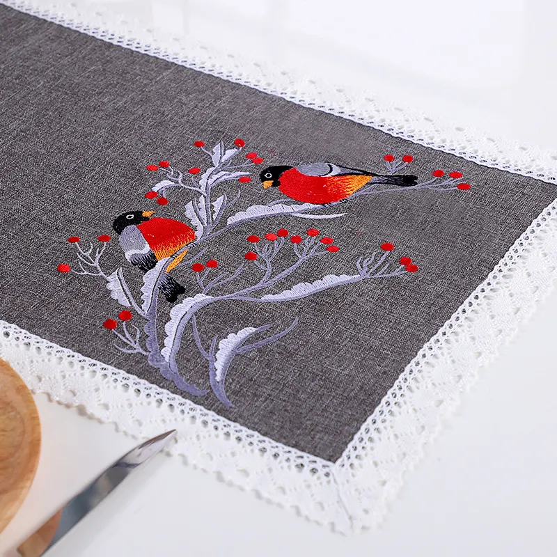 HOME Fancy wedding Christmas decoration embroidery Flower Table Runner