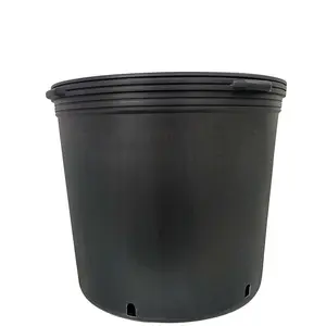 Grands pots à fleurs en plastique noir pour plantes d'extérieur, arbres, semis - Product Image 1