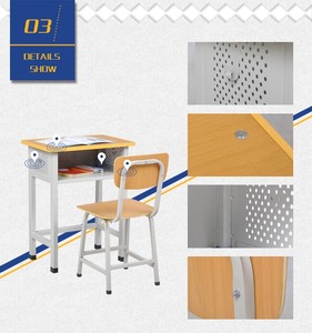 Juego de muebles modernos para escuela, silla de acero para adolescentes, escritorio de estudiantes de metal con cerradura - Product Image 2