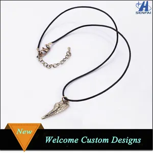 Dinosaure Dent Collier En Cuir Noir Pour Homme En Cuir Véritable Cordon Collier