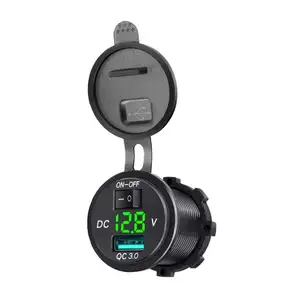 DC 12V 24V ซ็อกเก็ตกันน้ำบน/ปิด QC3.0 usb car charger volt meter สำหรับรถยนต์ auto Camping สำหรับการเดินทาง