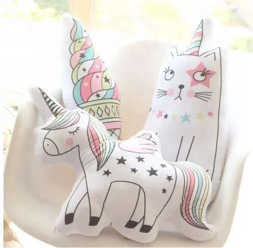 OEMソフトユニコーン枕/Kawaii Unicorn One角Cat Icecream Plush Pillow /Stuffed玩具メーカーカスタム子供ぬいぐるみ猫