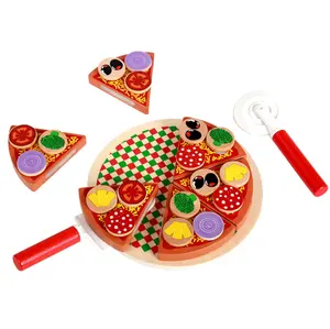 Groothandel Kids Voedsel Simulatie Koken Spelen Houten Pizza Speelgoed Set Kinderen Keuken Magnetische Snijden Fruit Groenten Eten Game