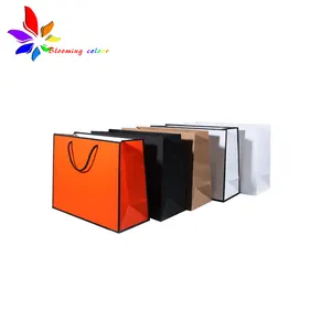 cheap custom shopping coated paper bag with different handle types