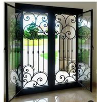 Porte d'entrée en fer forgé antique pour maison