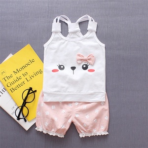 Abbigliamento estivo a maniche corte per <span class=keywords><strong>bambina</strong></span> 2-3 anni, set con <span class=keywords><strong>pantaloni</strong></span>, fantasia elegante, vestiti per bambini - Product Image 2