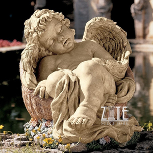 Estatua de Ángel de niño pequeño de mármol blanco tallado de diseños populares - Product Image 6