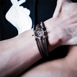 <span class=keywords><strong>Bracelet</strong></span> en <span class=keywords><strong>cuir</strong></span> synthétique pour hommes, accessoire de mode, en alliage de zinc, gouvernail, produit en <span class=keywords><strong>cuir</strong></span> PU - Product Image 4