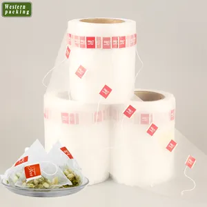 OEM nylon pyramid tea bags packing film, empty nylon tea bag packing film, drawstring tea filter Nylon bag film