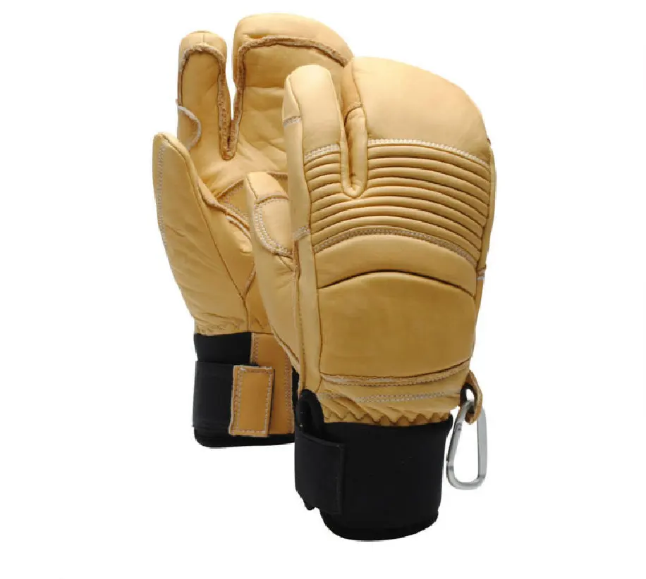 Wholesale Oem High Quality mens yellow leather ski gloves winter thick warm glove