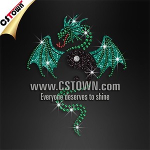 รูปแบบการถ่ายโอนเสื้อยืดลายมังกรด้วยพลอยเทียมแบบกำหนดเอง