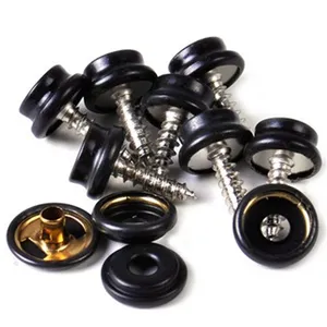 4*15mm stainless steel screw nail snap buttons for tent three part sanp button black with screw