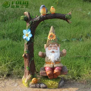 Estatua de Hada de resina con escultura de columpio de Gnomo divertido de 13,2 pulgadas para decoración de jardín hecha a mano por fabricantes - Product Image 1