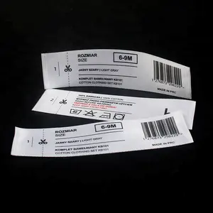 100% Polyester Custom Double Sided Printed Washing Instructions White Satin Care Labels for Garment