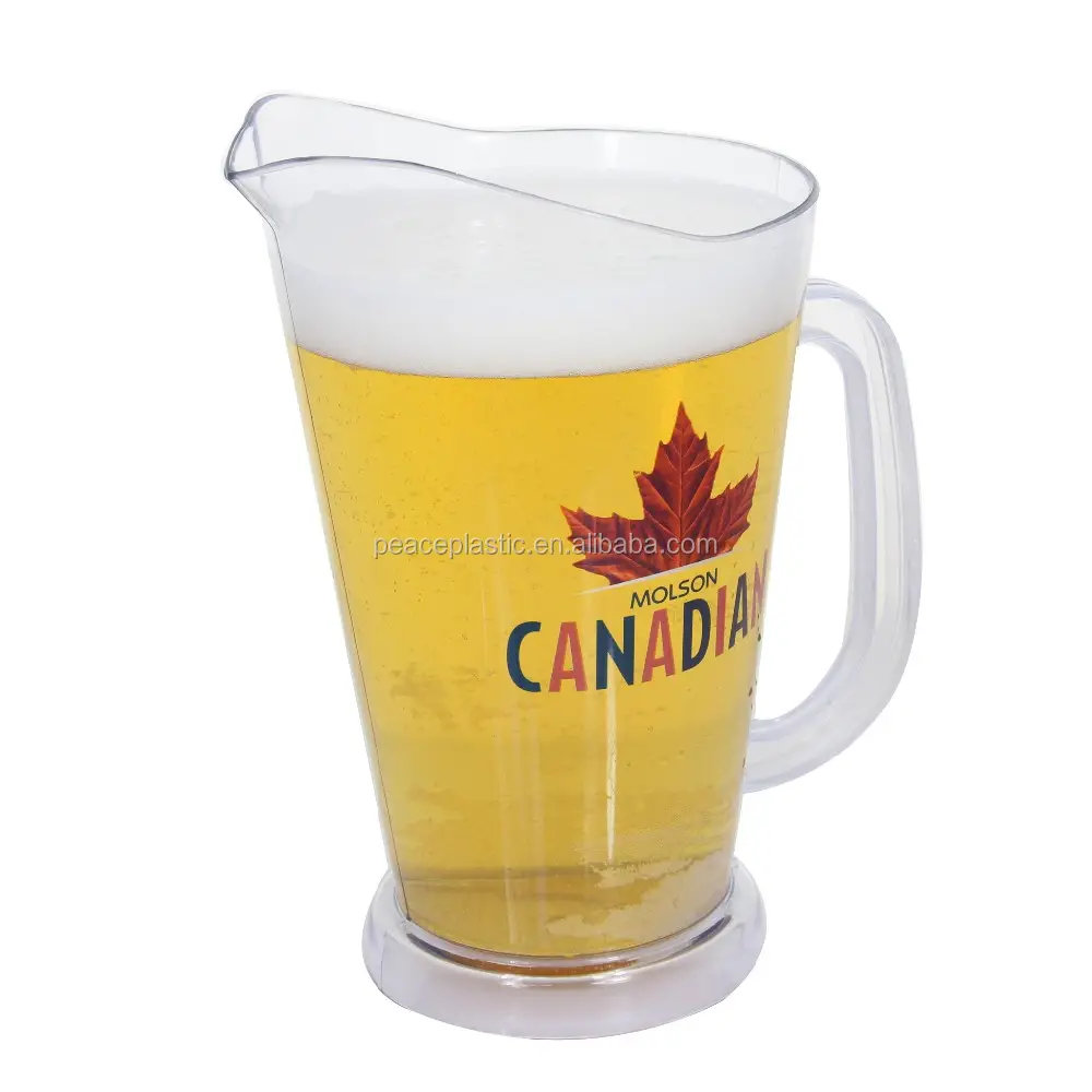 Beer Water Pitcher 1500ml Plastic Customized Logo Polybag PS Transparent Plastic Jug Sustainable Water Pots & Kettles Bar 1.5L