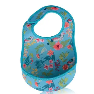 Eco-friendly cute pattern waterproof neoprene baby bibs