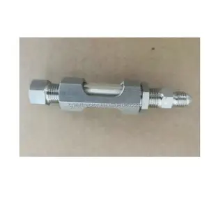 1/4" - 3/8" - 1/2" Stainless Steel Inline Sight Glass with Male JIC adapter and Female JIC adapter