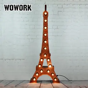 2024 Wowork Vintage Licht Van Eiffeltoren Op Maat Gemaakte Muur Kunst Tent Bord Winkel Etalage Tent Licht