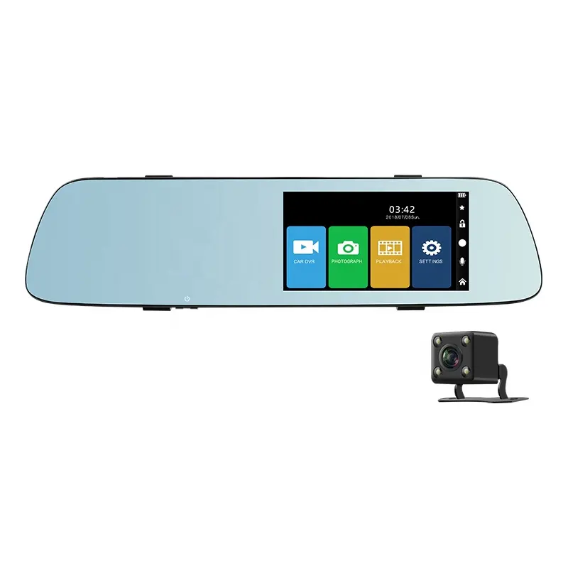 E-ace — caméra de tableau de bord avec rétroviseur, enregistreur vidéo pour voiture, vue avant et arrière, écran tactile de 5 pouces