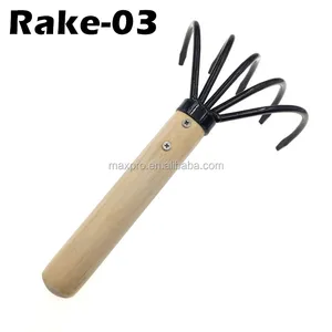 Small 5 tines wood japanese ninja claw garden rake oem customized black wood steel steel sand rake garden sand. outdoors