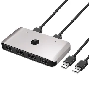 High品質USB Switch Selector KVM 2 Computer Sharing 4 USB 2.0 SwitcherデスクHubためPC Printer Mouse Keyboard