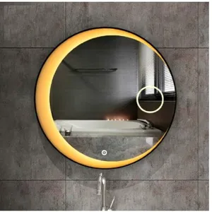 现代家居无框圆形背光智能浴室镜带led灯装饰浴墙镜