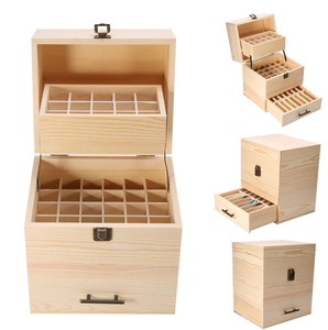 Boîte de rangement pour huiles essentielles <span class=keywords><strong>Doterra</strong></span> en bois de pin à 3 niveaux et 59 emplacements, boîte en bois pour huiles essentielles Young Living - Product Image 4