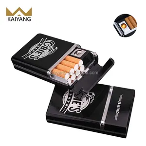 Metal caso de cigarrillos con construido en el encendedor de cigarrillos cajas en blanco