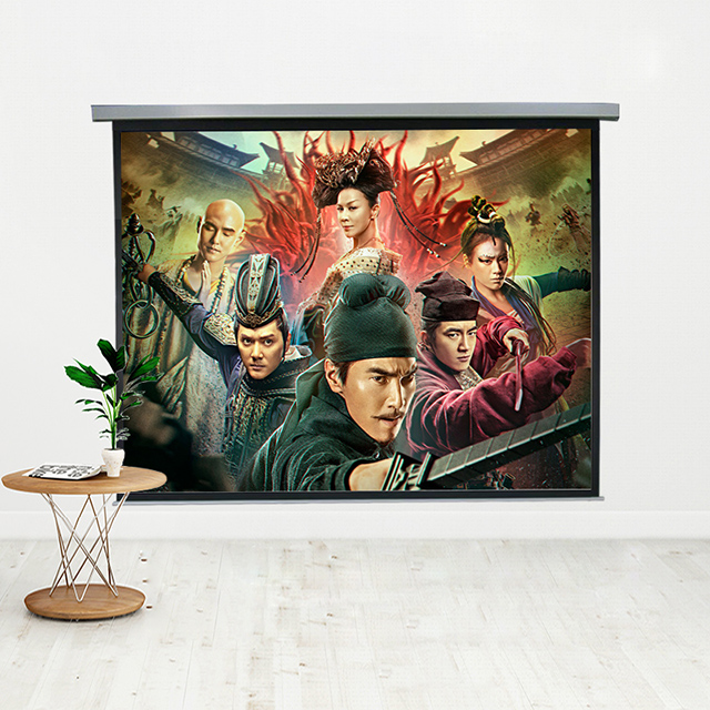 Лучший моторизованный проекционный экран 100 дюйма, автоматический экран проектора с дистанционным управлением