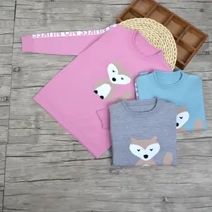 Großhandel Kinder Boutique Kleidung Kinder Oullover Strickmuster Fox Cartoon Pullover