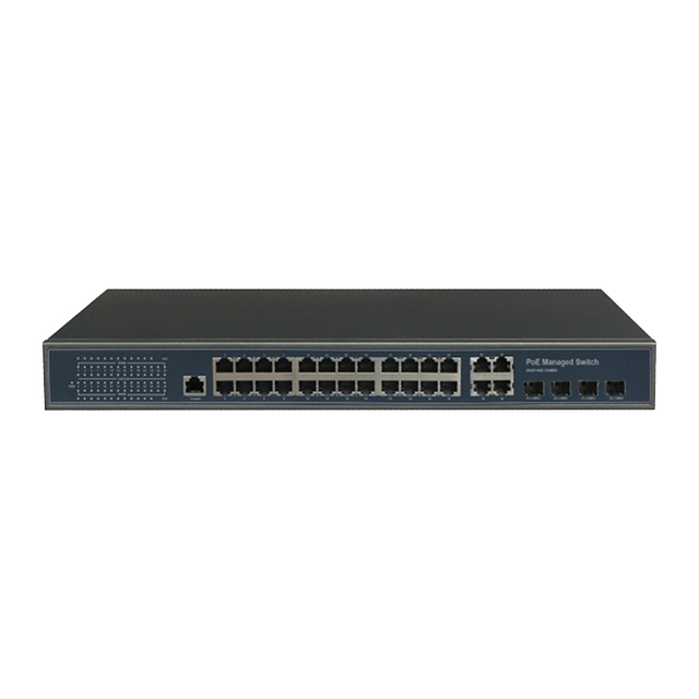L2 WEB CLI Managed Network Switch 24 Port Gigabit 1U Rack-mount 4 Combo Uplink Fiber SFP PoE Switch