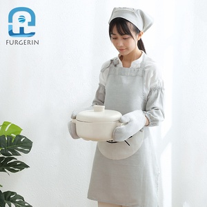 Ensemble de Six pièces de tabliers de cuisine pour femmes, gantelets de cuisson avec écharpe, accessoires de cuisine, en <span class=keywords><strong>lin</strong></span>, longues manches - Product Image 5