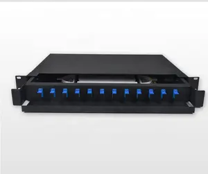 Rack mount ODF 12 core sc pc/fc/st/lc price black grey fiber optic patch panel