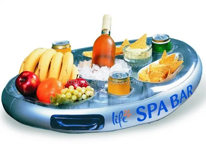 Barra de spa flotante inflable, soporte para taza y comida dink
