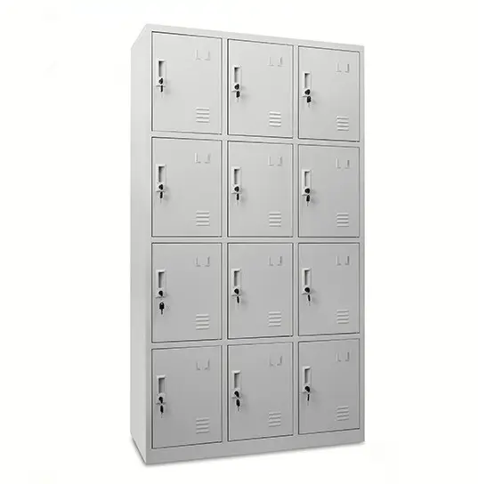 Cheap price KD metal wardrobe cabinet grey school/dormitory/office 12 door locker