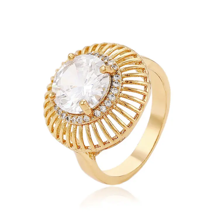 13660 Xuping Perhiasan Fashion18k Emas Plating Diamond Kristal Cincin Grosir Perhiasan