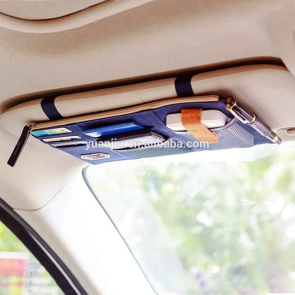 Yeni çok amaçlı oto araba güneşlik organizatör kılıf çanta kart depolama tutucu bej