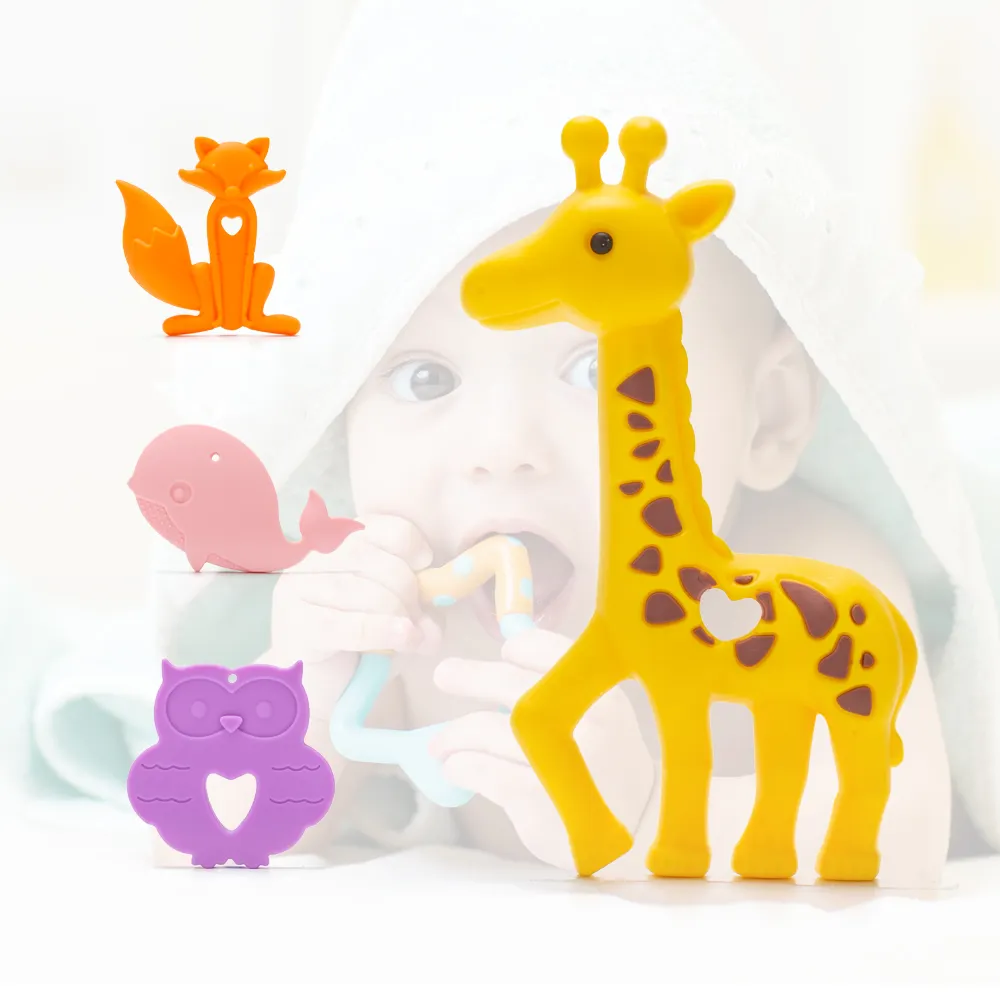 Giraffe Baby Ring BPA Free Food Grade Silicone Chew Baby Teething Teeth Silicone Teether