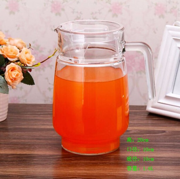 Wholesale Custom 1.6L glass water jug/pot with handle and lid