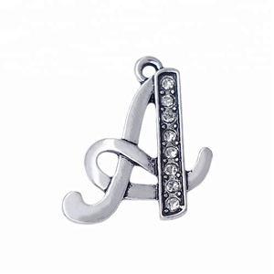 패션 26 편지 그리스어 알파벳 a-z 크리스탈 cursive 모양의 편지 펜던트 매력 - Product Image 1