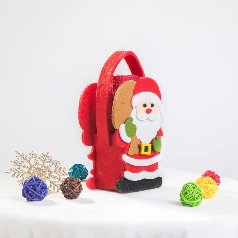 Rosso di Babbo natale Feltro Di Natale Cesto Regalo per Natale decorazione della Casa