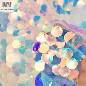 Nanyee Dệt Mật Độ Cao Big Dot Xanh Hồng Óng Ánh Sequin Cho Trang Phục - Product Image 3