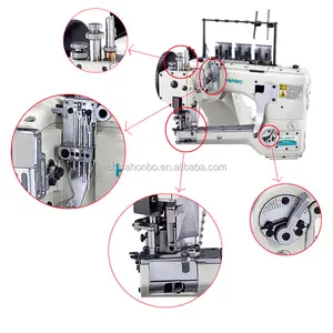 Máquina de coser de enclavamiento de brazo, HB-62G, 4 agujas, 6 hilos, cilindro