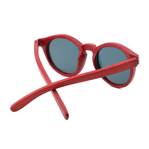 Gafas de Sol Redondas Hechas a Mano 2025, Ecológicas, Retro, con Logotipo Personalizado, Polarizadas, de Bambú, Rojas, <span class=keywords><strong>Babu</strong></span> - Product Image 6
