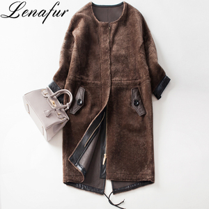 <span class=keywords><strong>Cappotto</strong></span> da <span class=keywords><strong>Donna</strong></span> Lungo Marrone in Pelle e <span class=keywords><strong>Pelliccia</strong></span> di Montone Shearling Spesso e Caldo Stile Retrò Vintage Invernale - Product Image 1