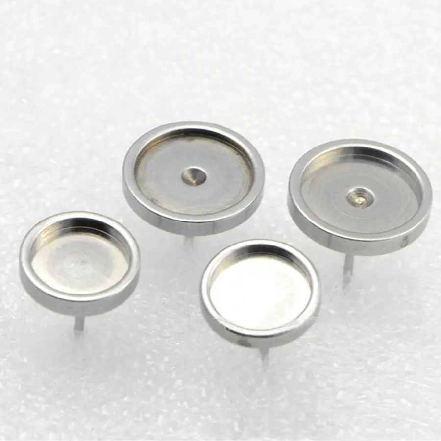 Fit 6/8/10/12mm Cabochons Cameo DIY Earrings Back Bezel Findings Stainless Steel Earrings Base Setting