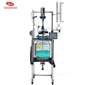 Reattore di vetro a doppio strato 20L del sistema di reazione del carro armato agitato chimico - Product Image 1