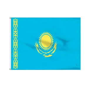 ขายส่ง100% โพลีเอสเตอร์3X5FT สต็อกคุณภาพสูงกลางแจ้ง KZ Kazakh คาซัคสถานธง