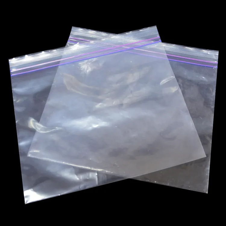 Personalizado de plástico pe transparente con cierre de cremallera de la bolsa de plástico